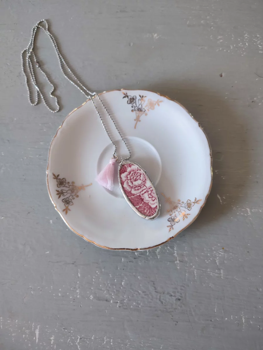 Collana artigianale in ceramica vintage INCANTO ROSE