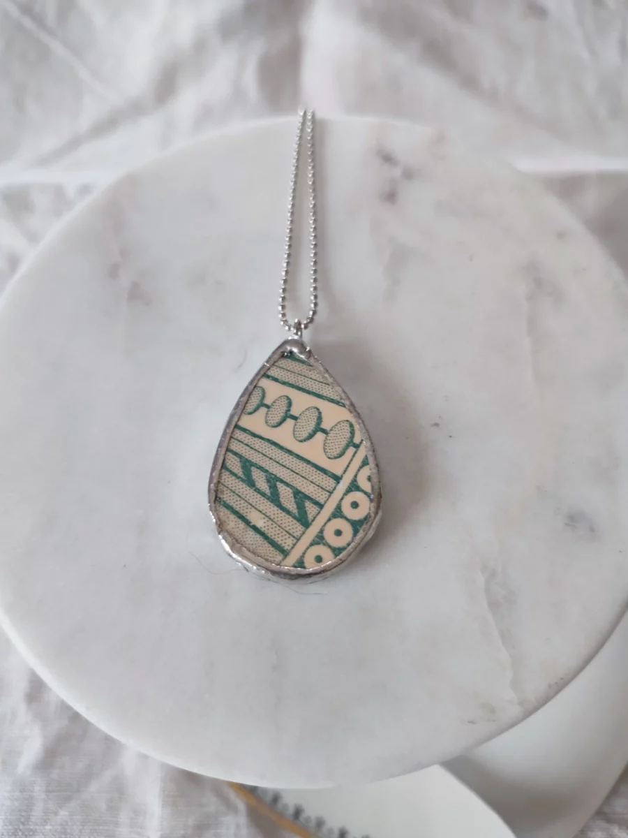 Collana artigianale in ceramica vintage PIOGGIA DI PRIMAVERA