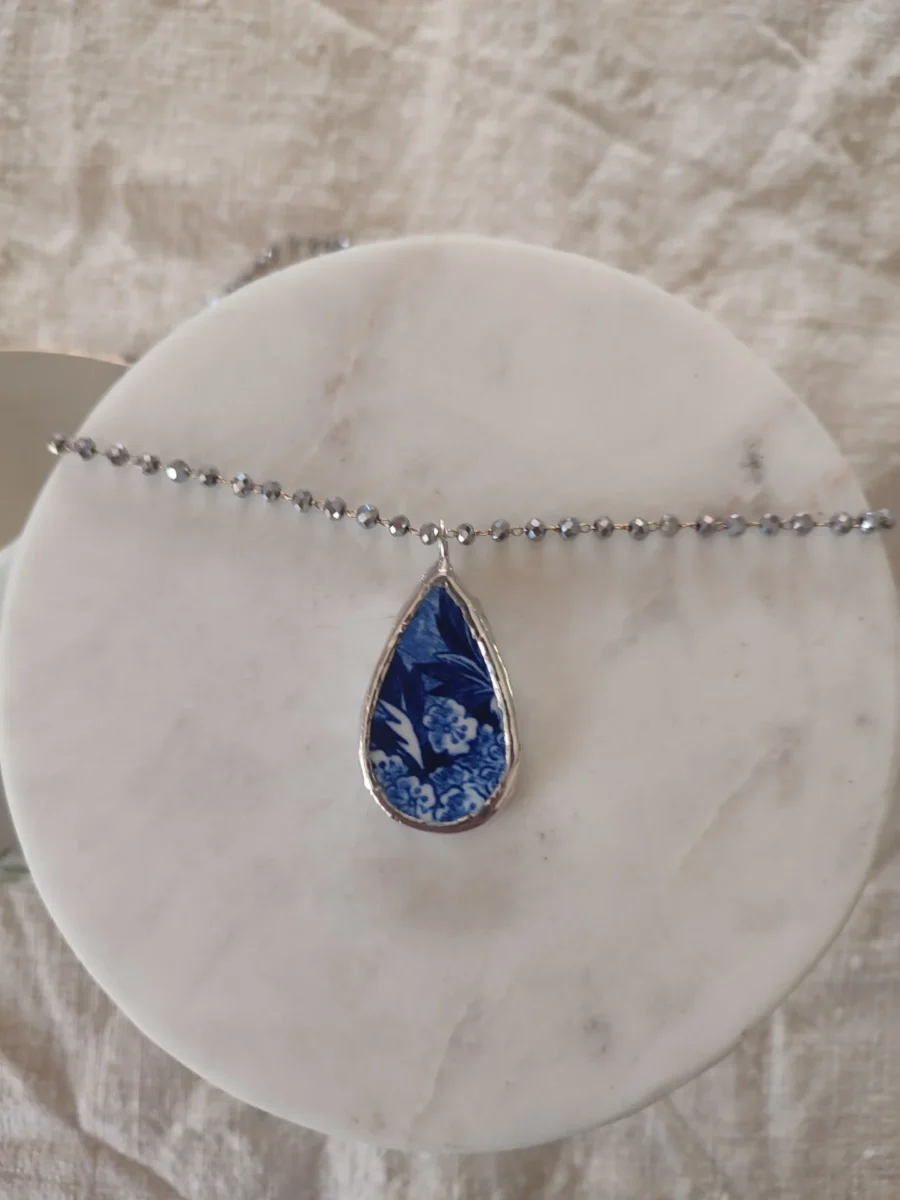 Collana artigianale in ceramica vintage PIOGGIA